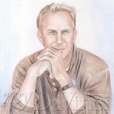 Kevin Costner Colored Pencil Portrait Print,by myDaVinci - myDaVinci